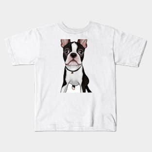Cute Boston Terrier Drawing Kids T-Shirt